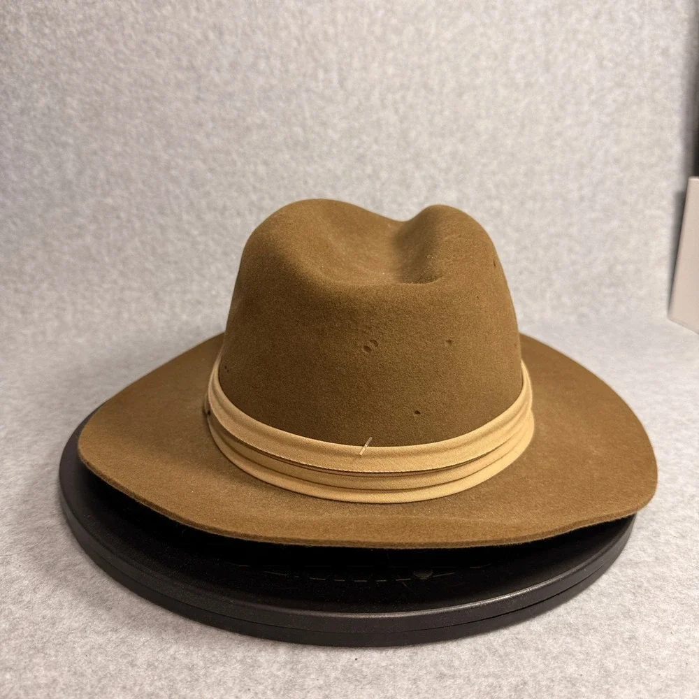 Vintage Banana Republic Travel Safari Fur Felt Fedora Hat 7 1/4 Brown USA Made